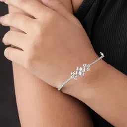 TKRB SALES Rhodium-Plated Cubic Zirconia Studded Bangle Style Bracelet-picture-19