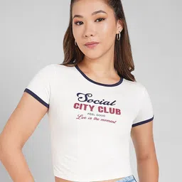 SF JEANS by Pantaloons Print Cotton Crop Top image 4