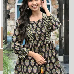 NG FASHION Women Ethnic Motifs Printed Cotton Peplum Top-image-39