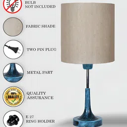 Homesake Beige Metal Industrial Cylindrical Shaped Table Lamp image 2