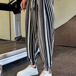 StyleCast x Revolte Men Striped Easy Wash Joggers Trousers image 2