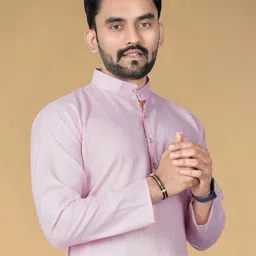 shreeram Men Solid Straight Kurta (Pink) image 2