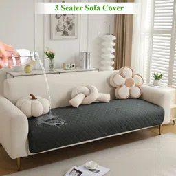 HOKIPO Grey Polyester 1 Piece Sofa Cover-image-83