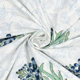 BLOCKS OF INDIA Blue & White Printed 210 TC Cotton King Bedsheet Set 2.28 m x 2.74 m image 2
