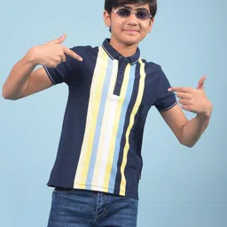 Crimsoune Club Boys Striped Polo Collar Slim Fit T-shirt-image-7