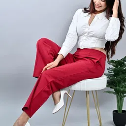 Mlada Women Plus Size Wide Leg Flared Mid-Rise Stretchable Trouser image 4