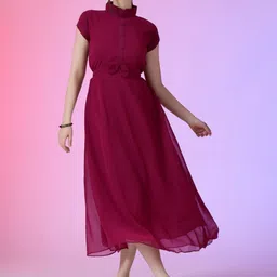 Raiyani Enterprise Mock Neck Bow Detail Fit & Flare Maxi Dress-picture-34