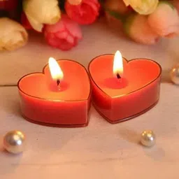 1ST TIME Pack Of 2 Red Heart Shaped Solid Smokeless Tea Light Candles image 4