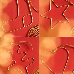 The Zappy Box 4-Pcs Assorted Gold Minimalist Christmas Hangings Festive Decor-picture-14