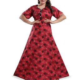 NIGHTY KING Women Floral Printed Maxi Nightdress-image-18