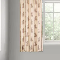 Fabindia Serene Beige & Brown Floral Printed Cotton Window Curtain image 2