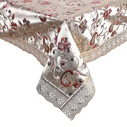 RUBOXA Gold-Toned Anti-Skid Plastic 6-Seater Table Cover with Textured details image 5