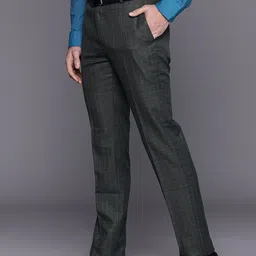 Raymond Men Checked Slim Fit Formal Trousers image 5