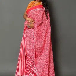 Anouk Striped Silk Cotton Saree image 3