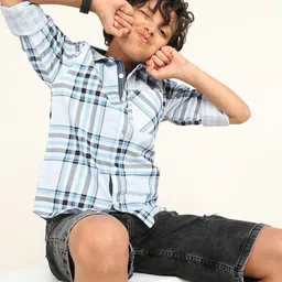 BONKIDS Boys Tartan Checked Long Sleeves Pure Cotton Shirt image 5