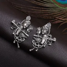 APUNKA D FASHION German Silver-Plated Radha Krishna Drop Earrings image 2