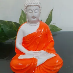 Afterstitch White & Orange Buddha Idol Showpiece-picture-29