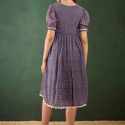 Sangria Floral Printed A-Line Ethnic Dresses image 4