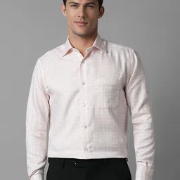 Louis Philippe Men Classic Spread Collar Tartan Checked Cotton Formal Shirt-picture-30