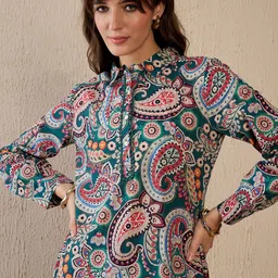 Indo Era Multi Printed Straight Co-Ords Set image 3