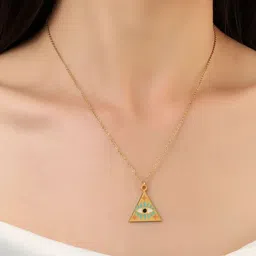SALTY Stainless Steel Triangular Pyramid Evil Eye Pendant with Chain-picture-30