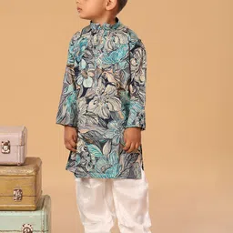 The Mini Trunk Boys Floral Printed Regular Kurta with Trousers image 4