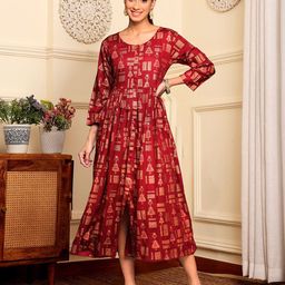 Varanga Tribal Print A-Line Maxi Dress-picture-3