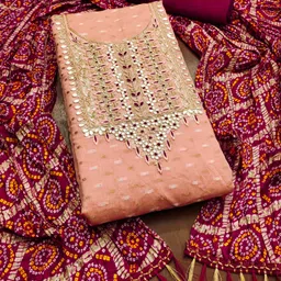 Maroosh Floral Embellished Zari Unstitched Dress Material-image-3