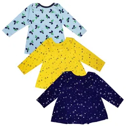 KIDEEZGUILD Girls Pack Of 3 Conversational Print Cotton Fit & Flare Dress image 2