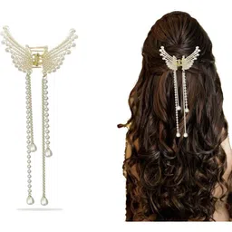 HANDBAG COLLECTION Women Pearls Hair Butterfly Shape Hair Clutchers-picture-10