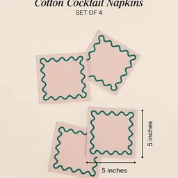 LOVEDWELL 4Pcs Peach-Colored & Green Embroidered Pure Cotton Cocktail Table Napkins image 5