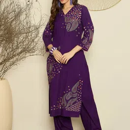 Indo Era Women Ethnic Motifs Embroidered Regular Mirror Work Kurta with Palazzos image 3