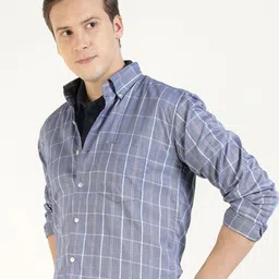 Hancock Men Premium Slim Fit Checked Button-Down Collar Pure Cotton Casual Shirt image 3