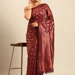 Fashion Petals Woven Design Zari Saree image 3