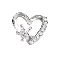 BHIMA 925 Sterling Silver Artificial Stones Studded Heart Shaped Studs image 2