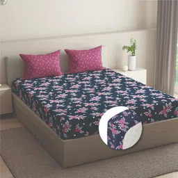 wakefit Cotton Double Fitted (Elastic) 144 TC Floral Bedsheet-picture-22