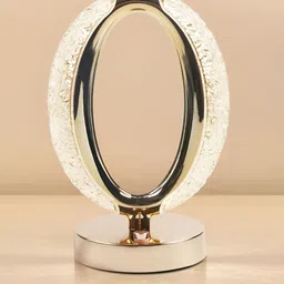 Awestuffs Gold-Toned Acrylic Contemporary Abstract Shaped Table Lamp with Adjustable Cord and Bulb-picture-12