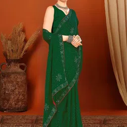 DIVASTRI Embellished Zari Pure Chiffon Saree image 4