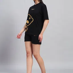 GRIFFEL Self-Design Oversized-Fit Pure Cotton T-Shirt & Shorts Co-Ord Set image 4