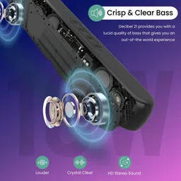 VOIZO Portable Bluetooth Soundbar Speaker Powerful Sound, RGB Glow & Long Battery Life 10 W Bluetooth Home Audio Speaker image 2