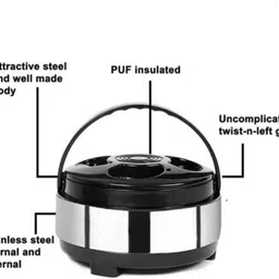 msmetal stainless steel insulated casserole with handle /hot pot for Roti / Meal etc Thermoware Casserole image 3