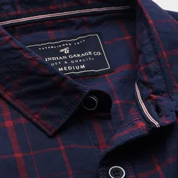 the indian garage co. Men Slim Fit Checkered Spread Collar Casual Shirt image 2