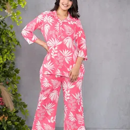 pimu Women Top & Pyjama Set Pink Printed image 5