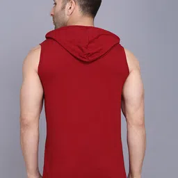 SLOWLORIS Pack Of 2 Printed Hooded Gym Vests SL28 COMBO (KEEP BLACK) (JUST MAROON) image 3