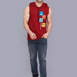 SLOWLORIS Pack Of 2 Printed Cotton Innerwear Vests SL28 COMBO (ADV MUSTARD) (JUST MAROON) image 5