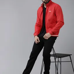 BEAT LONDON by PEPE JEANS Men Solid Full Sleeves Red Bomber Jacket image 2