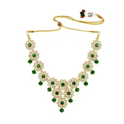Peora Bridal Short and Long Necklace Set with Earrings and Maangtikka Set image 3