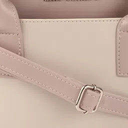 Lino Perros Beige & Peach-Coloured Solid Structured Handheld Bag & Detachable Sling Strap image 3
