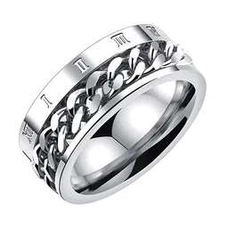 MEENAZ Men Silver-Plated 92.5 Stainless Steel Band Ring image 5