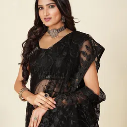 VAIRAGEE Floral Embroidered Net Saree image 5